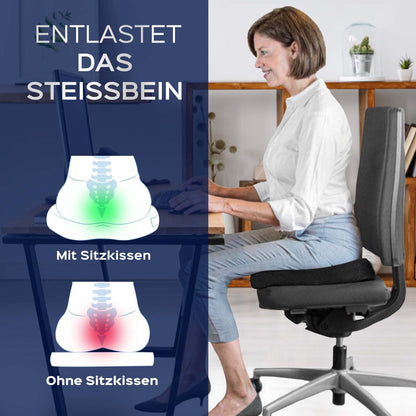 bonmedico Orthopädisches Sitzkissen Memory Foam Schwarz 41x41x5 cm
