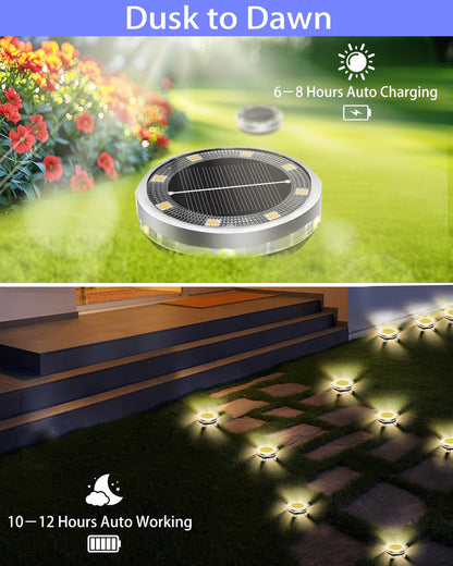 Bzavor LED Solar Bodenleuchten Aussen, 18 Stück, IP65 wasserdicht