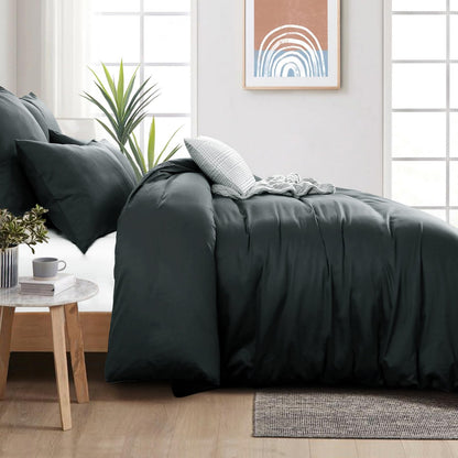 Aisbo Bettwäsche Set Baumwolle 135x200 cm 4-teilig Anthrazit