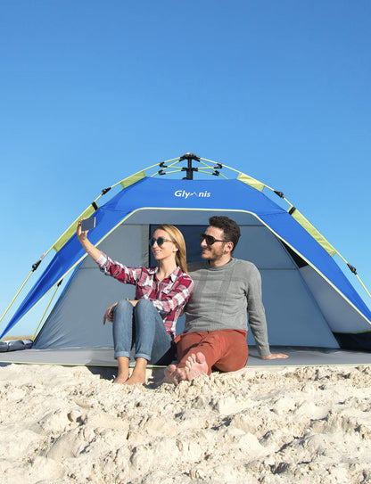 Glymnis Strandmuschel Quick Up mit UV-Schutz 50+ für 3-4 Personen