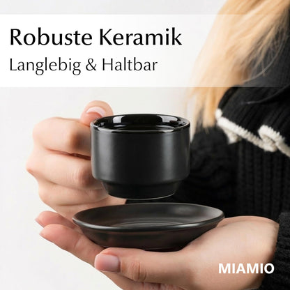 MIAMIO Le Papillon Espressotassen Set 6-teilig mit Untertassen Schwarz