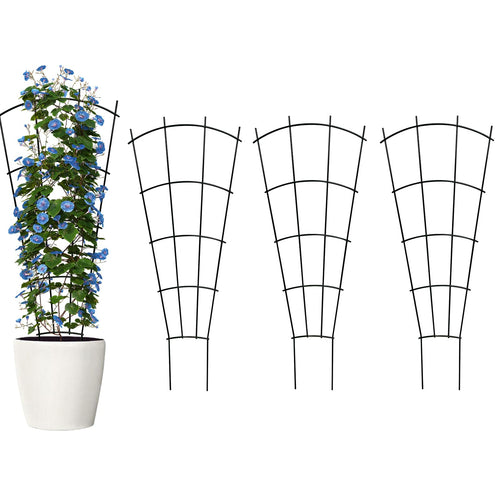 Thealyn Rankgitter Metall 4er Set 109 x 43 cm, Rankhilfe schwarz, dekorative Fächerform für Kletterpflanzen