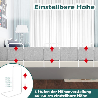 LZQ Bettgitter Rausfallschutz höhenverstellbar 200 cm Grau