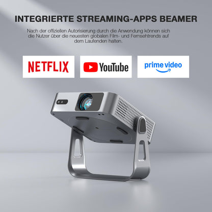 VOPLLS Q5 Mini Beamer 1080P Full HD, 4K, Autofokus, WiFi 6, Silber
