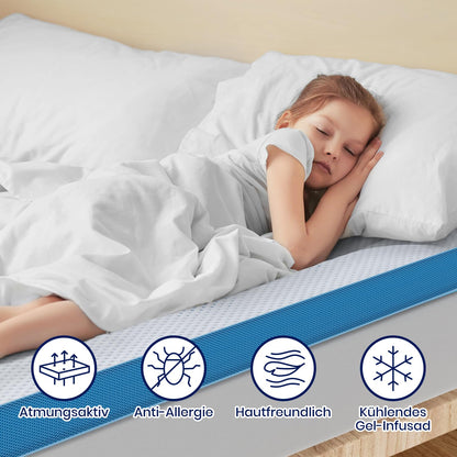 BedStory Gel Topper 200x200 cm 10 cm Gelschaum Matratzentopper H3 H4