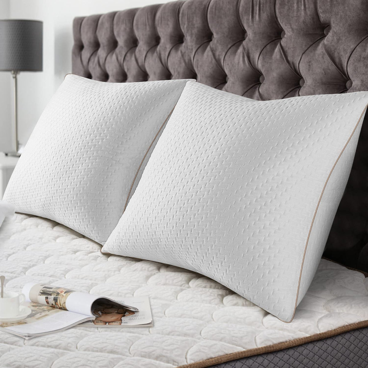 BedStory Kopfkissen 80x80 2er Set mit Bambusbezug, hypoallergen