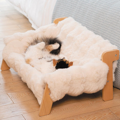 CheerPals Katzenbett aus Buchenholz, erhöht, 70 x 47 cm, bis 15 kg