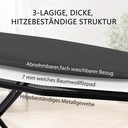 Aoufottes Dampfbügelbrett höhenverstellbar, 120 x 38 cm, schwarz