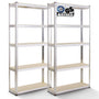 Arebos Schwerlastregal 2er Set, 180 x 90 x 40 cm, 875 kg, verzinkt, mit 5 MDF-Böden, als Werkbank nutzbar