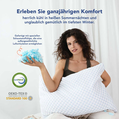 MKS Kopfkissen 80x80 ergonomisches Memory-Foam-Kissen mit Gel