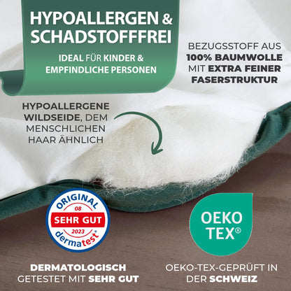 Welldora Thermosilk Sommerdecke 220x240 cm mit Wildseide-Füllung