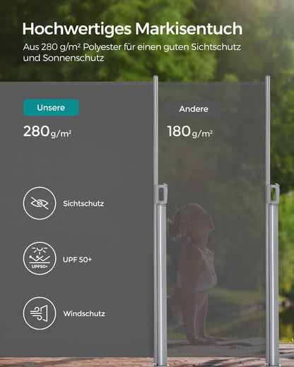 SONGMICS Seitenmarkise GSA160G, ausziehbar, 160 x 300 cm, anthrazit