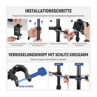 NEEWER TL253A+MH022 Kamera Tischhalterung - Teleskop 1.2m Klapparm