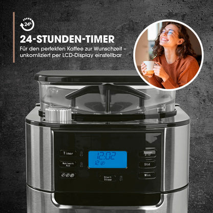 Barista Filterkaffeemaschine Mahlwerk 10 Tassen - Edelstahl