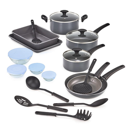 BELLA Antihaft-Kochgeschirr-Set 21-teilig mit Glasdeckeln, schwarz – Aluminium, für alle Herdarten