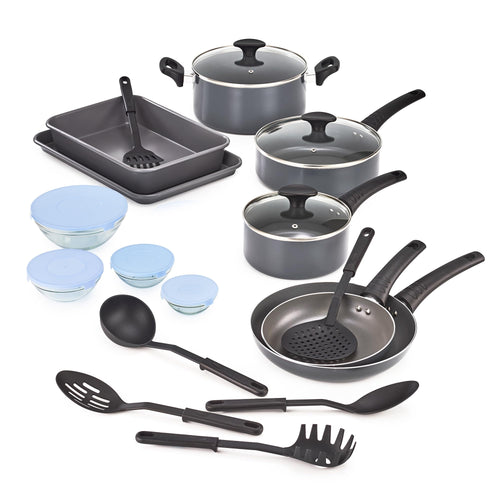 BELLA Antihaft-Kochgeschirr-Set 21-teilig mit Glasdeckeln, schwarz – Aluminium, für alle Herdarten
