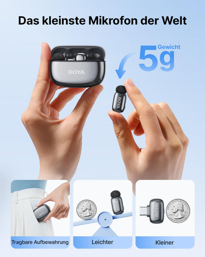 BOYA mini 2 Kabelloses Lavalier-Mikrofon für iPhone und Android