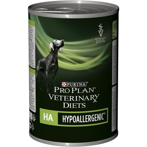 Purina Veterinary Hypoallergenic Mousse Hunde Nassfutter - 12x400g. Dosen mit brauner Mousse; Diätfutter bei Allergien.