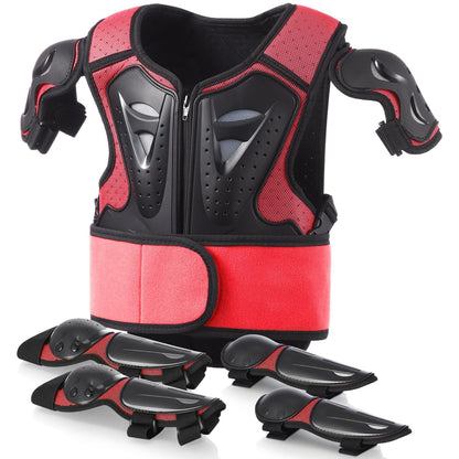 yeesport Kinder-Protektoren-Set Brustpanzer, Knie- und Ellbogenschoner für Motocross