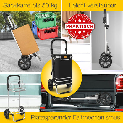 ELONEO Einkaufstrolley klappbar 3in1 mit Kühlfach, 56 l, schwarz
