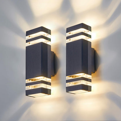 CELAVY LED Wandleuchte Up Down Aussen – 2er Set Anthrazit Grau. Zwei anthrazitgraue Up-Down-Leuchten für gezielte Aussenbeleuchtung.