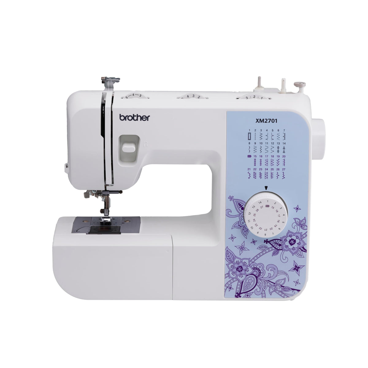 Brother XM2701S Nähmaschine – Exklusive Edition mit 27 Programmen: Kompakte, weiße Freiarmnähmaschine zum Nähen vielfältiger Textilien.