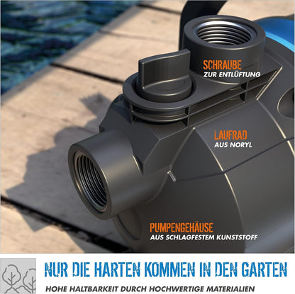 Güde Gartenpumpe GP 6035, 600 W Jet-Pumpe mit 3200 l/h Fördermenge