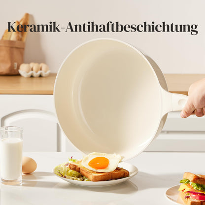 Redchef Keramik Topfset Induktion, 11-teiliges Kochgeschirr-Set, Beige