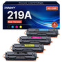 NOGIVY 219A Toner Kompatibel für HP - 4er-Pack Farbset. Vier rechteckige Tonerkartuschen in Schwarz und Farben. Erzeugt Farbdrucke für HP Laserdrucker.
