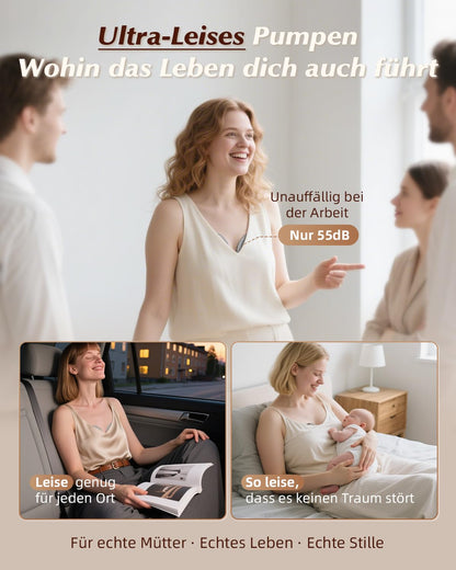 KISSBOBO K5 Elektrische Doppel-Milchpumpe, freihändig, Beige