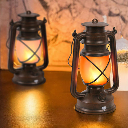 KINGLEAD Vintage LED Laterne mit Flammeneffekt, USB, IP44, 2er-Set