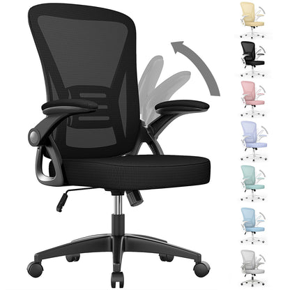 naspaluro Ergonomischer Bürostuhl: Schwarzer Stuhl mit atmungsaktiver Netzlehne. Bietet ergonomische Unterstützung für langes Sitzen am Schreibtisch.