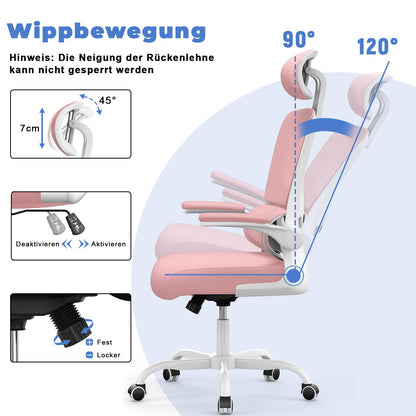 naspaluro Ergonomischer Bürostuhl Schreibtischstuhl – Rosa