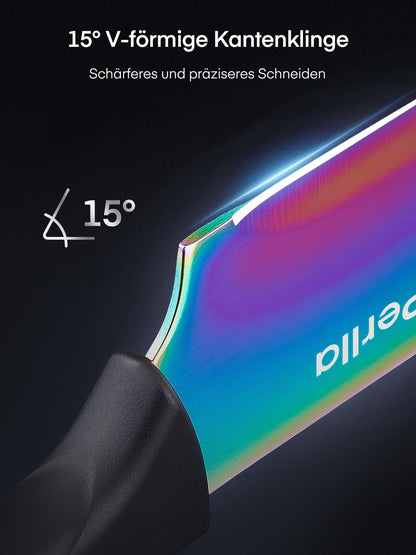 D.Perlla Messerblock Set 16-teilig, Titanbeschichtung Regenbogen