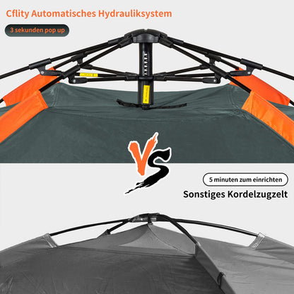 Cflity Campingzelt 3 Personen Pop-Up Wurfzelt wasserdicht