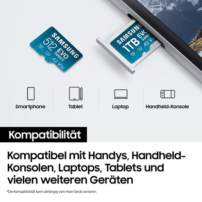 Samsung EVO Select 2024 microSD-Karte 512 GB mit SD-Adapter