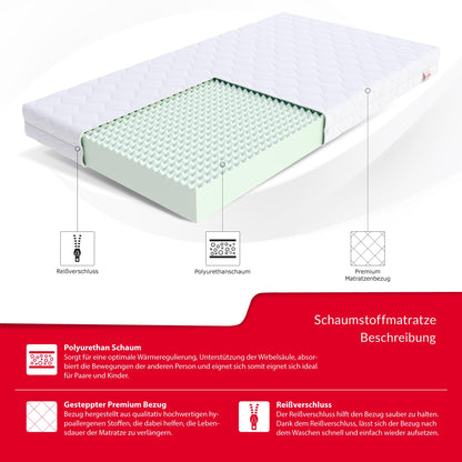PICCHI FDM Schaumstoff Kindermatratze - 70x160 cm H3 12 cm