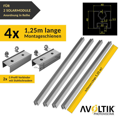 Avoltik PV Halterungsset Ziegeldach – 2 Module 30-40mm