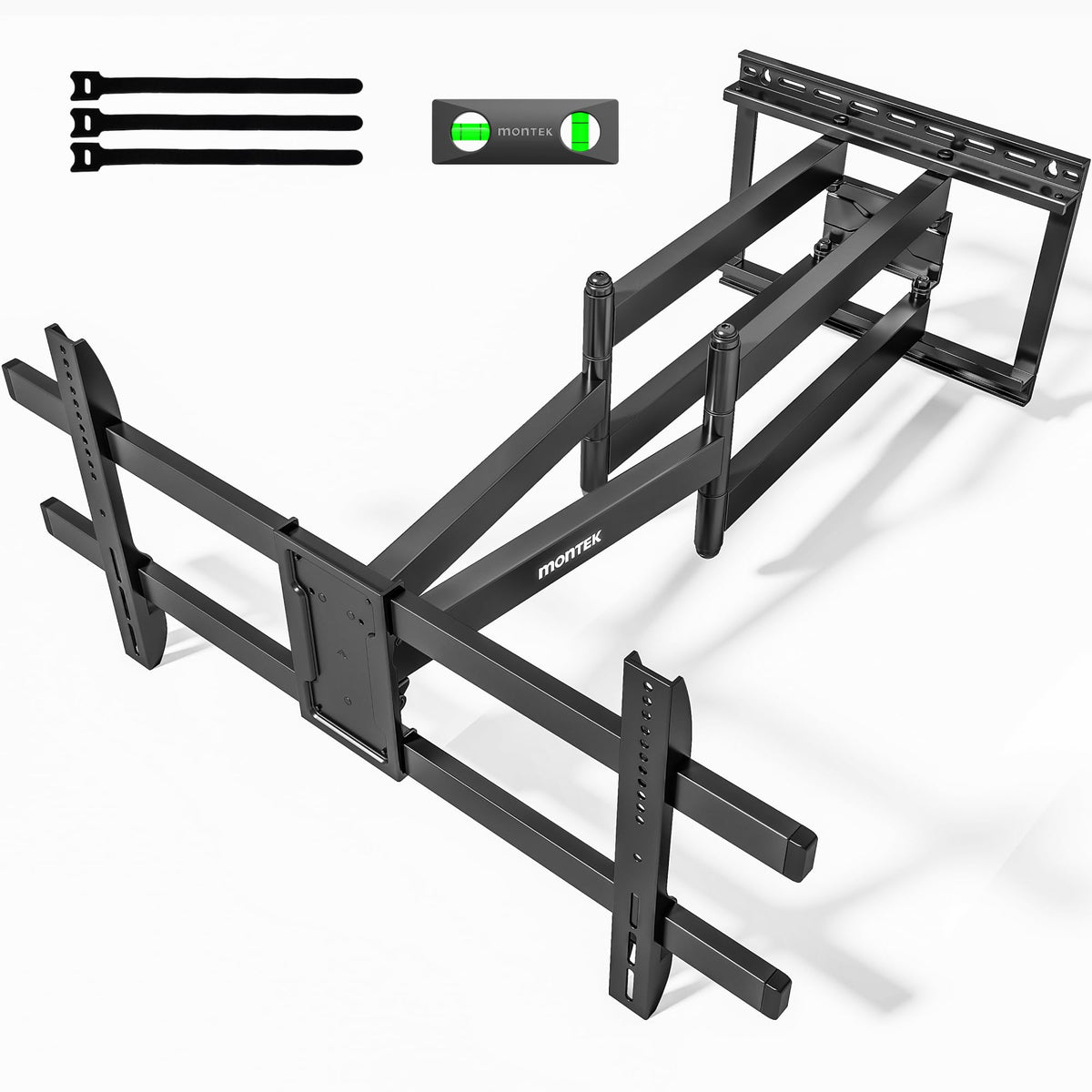 monTEK Langarm 1080mm TV Wandhalterung - 43-90 Zoll, schwarze VESA-Metallhalterung mit Gelenkarm für Schwenk-, Neige- und Ausziehfunktion.
