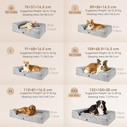 EHEYCIGA Orthopädisches Hundebett – XL, Grau (112x81cm)