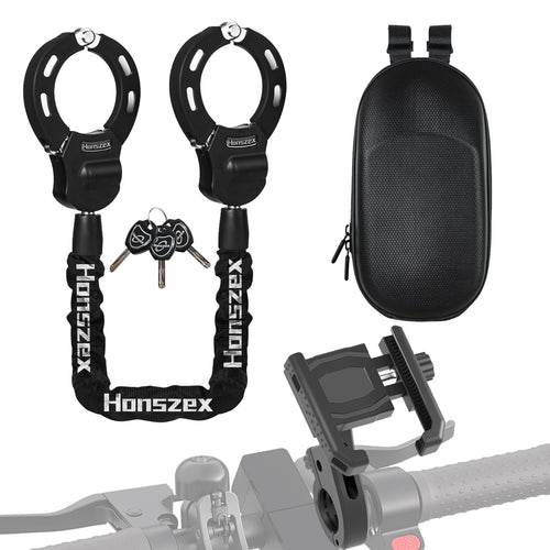 Honszex E-Scooter Schloss mit Handyhalterung und wasserdichter Tasche, Kette mit Stoffummantelung
