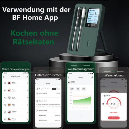 BFOUR BF-40 Bluetooth-Grillthermometer mit 2 Sonden und LCD-Display