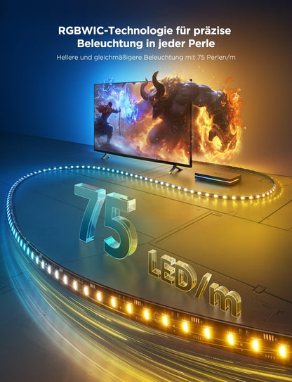 Govee HDMI 2.1 Sync Box AI Kit 2 mit LED TV-Hintergrundbeleuchtung