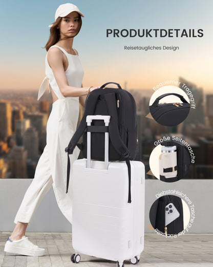 LOVEVOOK Laptop Rucksack Damen 17 Zoll, wasserabweisend, Schwarz