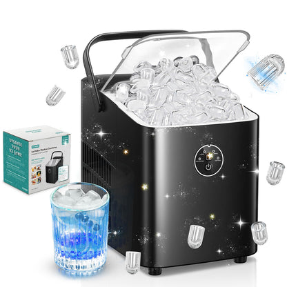FOHERE Eiswürfelmaschine ICM1262A, 14 kg/24 h, Bullet Ice, Schwarz