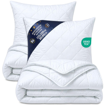 Amazinggirl Ganzjahresdecke-Set 2x 135x200 + 2x 80x80 cm Microfaser, weiss, gesteppt