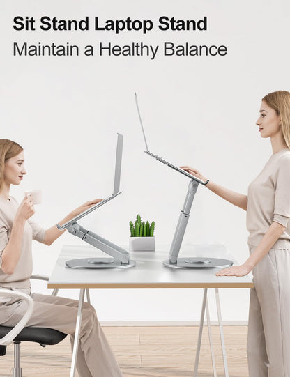 Laptop Ständer Ergonomisch Höhenverstellbar 360° Drehbar - Silber