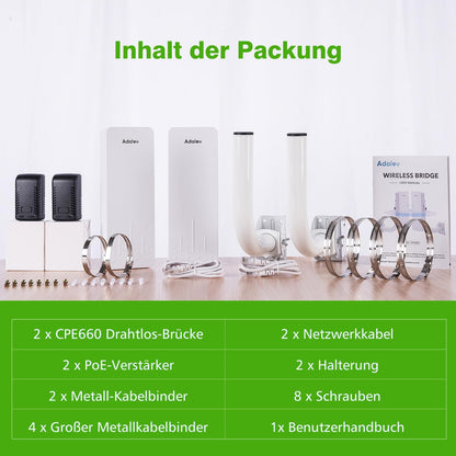 Adalov CPE660 WLAN-Bridge Outdoor 5.8 GHz - Punkt-zu-Punkt