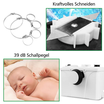 Vigevee Hebeanlage Schmutzwasserpumpe 700W, 190 L/min, 39 dB