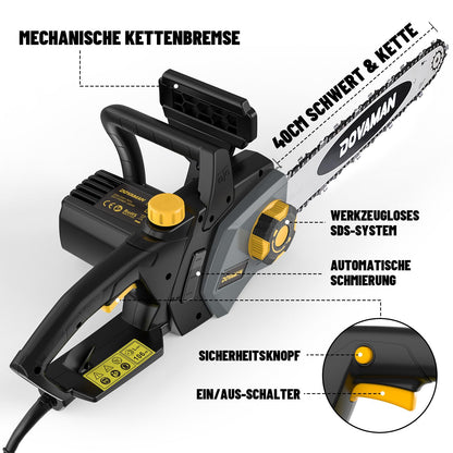 DOVAMAN DCS01A Elektro-Kettensäge 2400 W, 40 cm Oregon Schwert